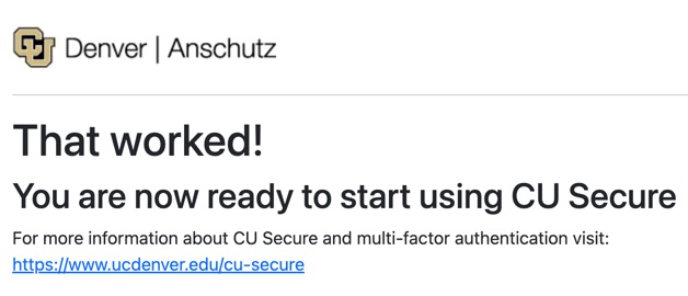 CU Secure ready to start message