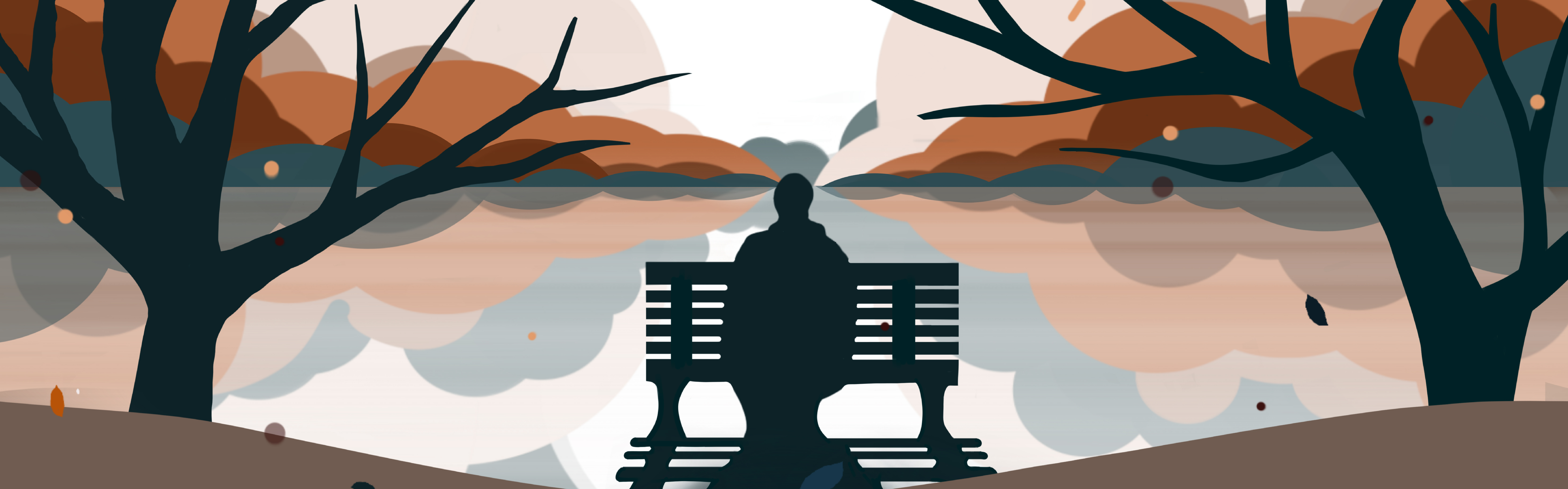 Graphic of person sitting alone on a bench