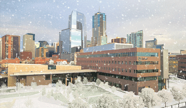 Snowing at CU Denver, animated gif