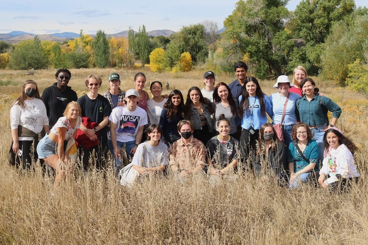 CU Denver honors students posing together for a photo outdoors