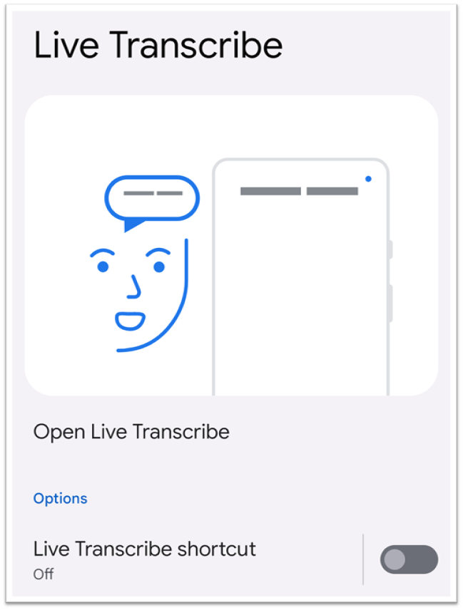 live transcribe settings