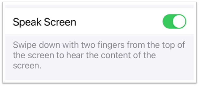 speak screen settings