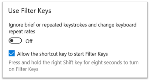 filter keys settings