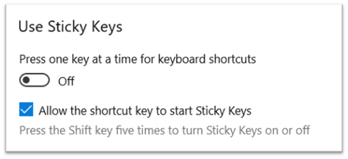 sticky Keys settings