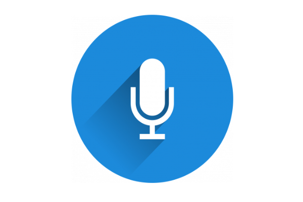 blue icon of microphone