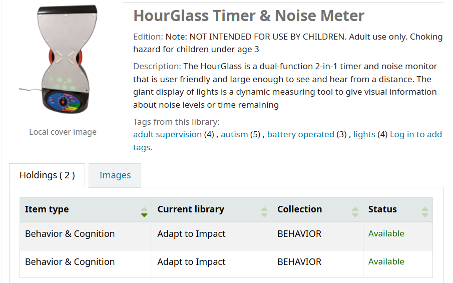 hourglass timer and noise meter