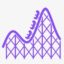 purple illustration of a rollercoaster